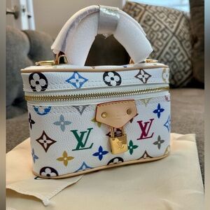 White multicolored vanity bag